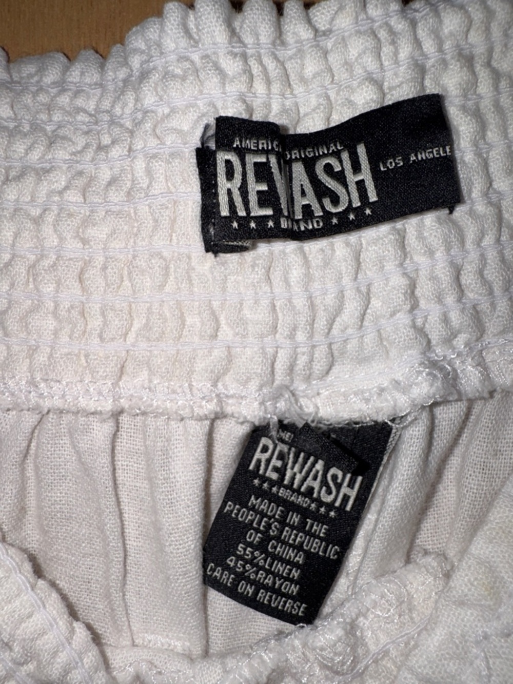 Rewash White Elastic Waist Casual Lightweight Beachy Summer Pants Large - Picture 4 of 5